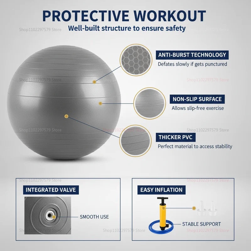 Anti-Burst Yoga Ball with Pump - đánh giá và giá Exercise Ball Stability