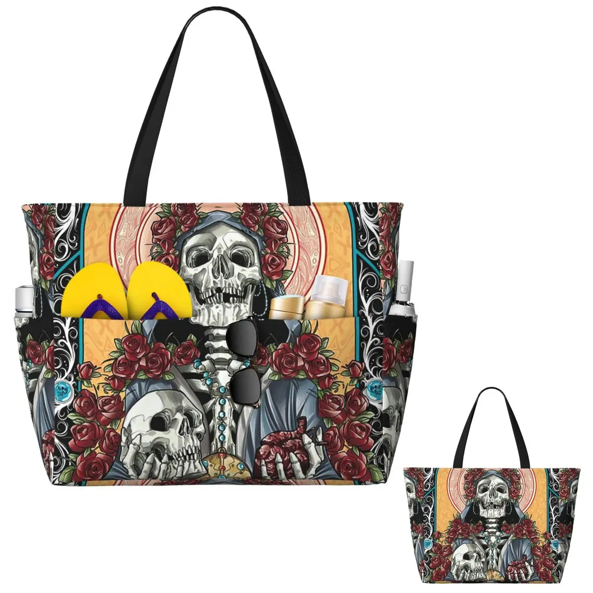 Santa Muerte Spanish Beach Tot - đánh giá và giá Yoga Fitness Tote