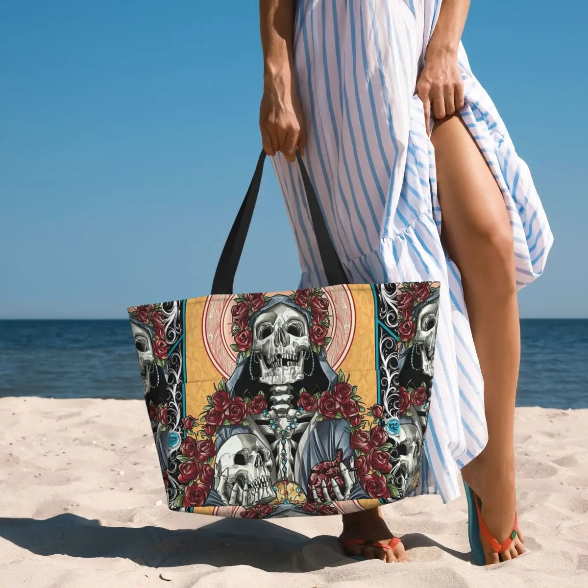 Santa Muerte Spanish Beach Tot - đánh giá và giá Yoga Fitness Tote