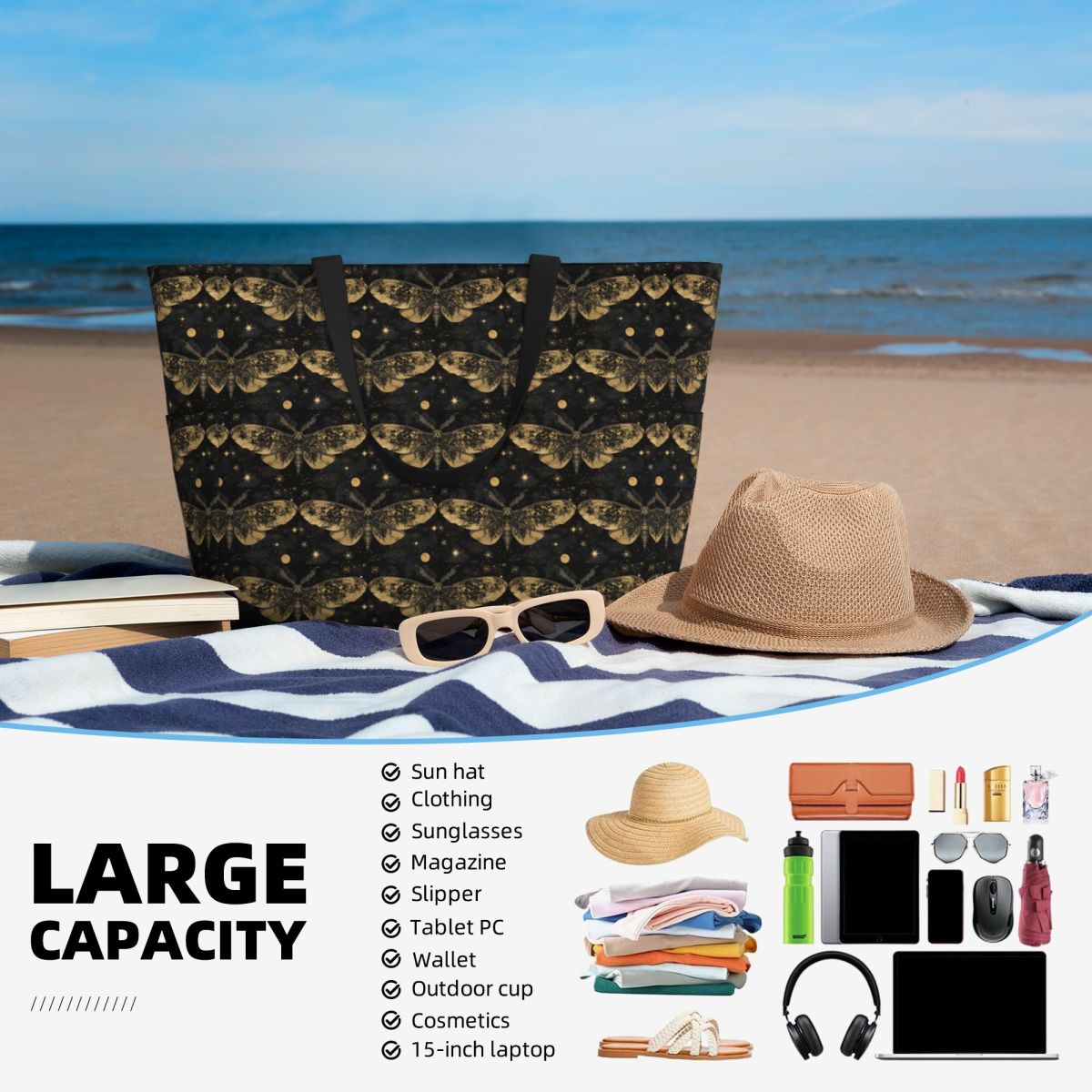 Moth Wings 5 Beach Tote Bag Sp - đánh giá và giá Yoga Fitness Tote